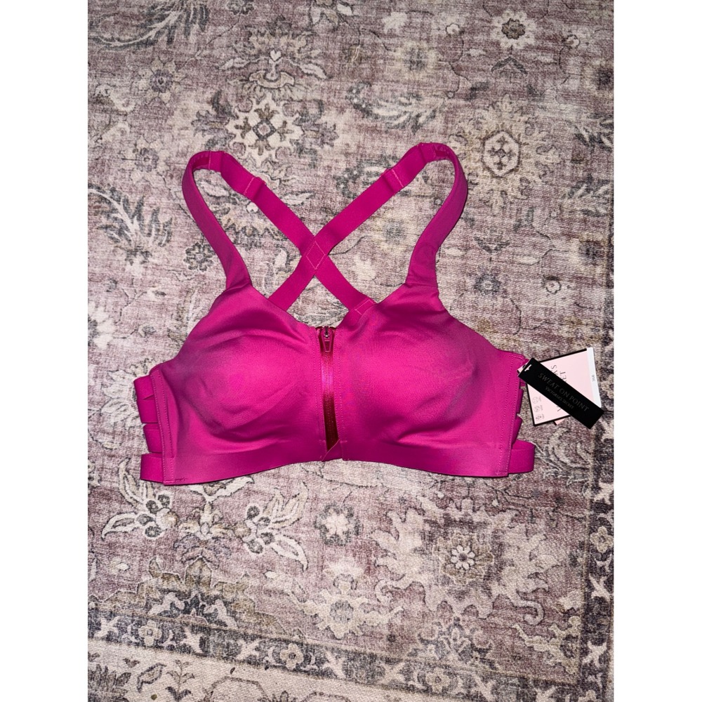 Victoria's Secret Knockout Front-Close Sport Bra Pink Strappy Back Size 36B NEW - Picture 1 of 7